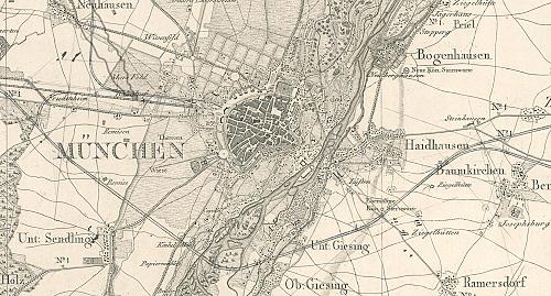 [Ausschnitt des Atlasblattes Nr. 77 des Topographischen Atlas des Königreiches Bayern]