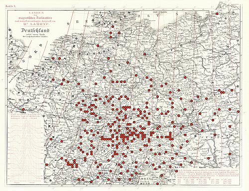 [Karte der magnetischen Deklination]