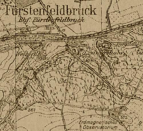 [Lage des erdmagnetischen Observatoriums bei Fürstenfeldbruck]